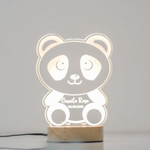 Lampe personnalisée en forme de panda avec gravure rétro-éclairée par led
